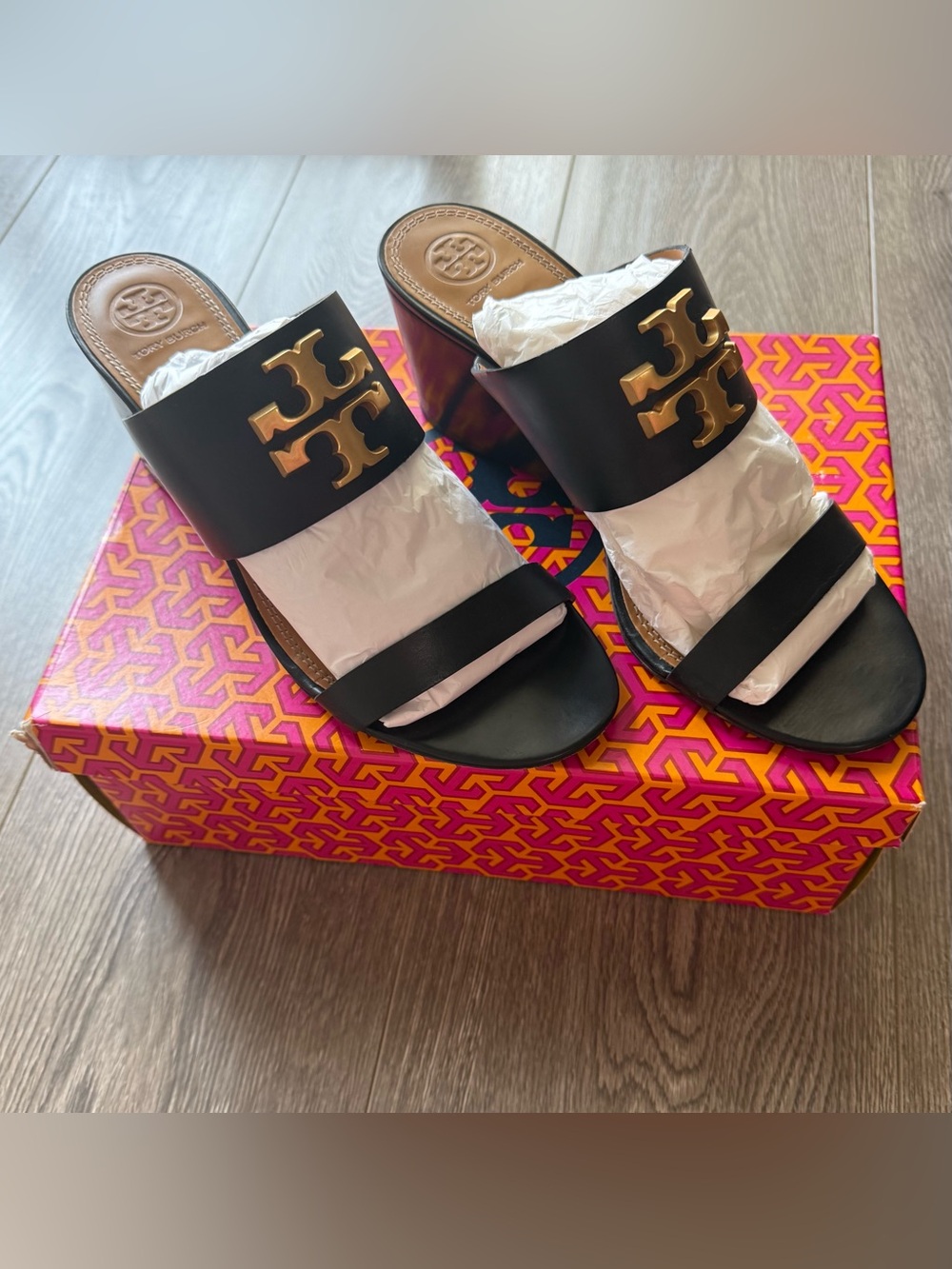 Tory Burch Everly Sandal Wedge Slide Calf Leather
